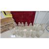 Image 6 : Vintage Wooden Deposit Butter Case Crate and 13x Clear Glass Bottles