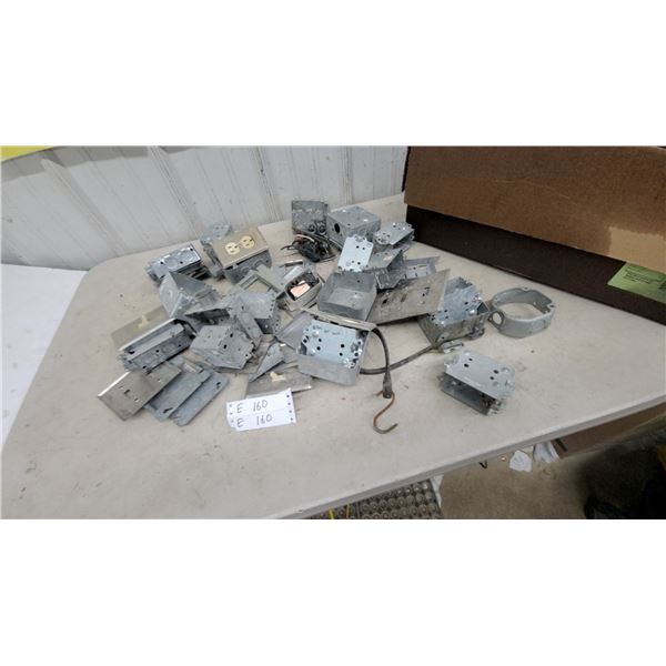 Assorted Galvanized Steel Electrical Junction Boxes, Cover Plates, Receptacles, Switches