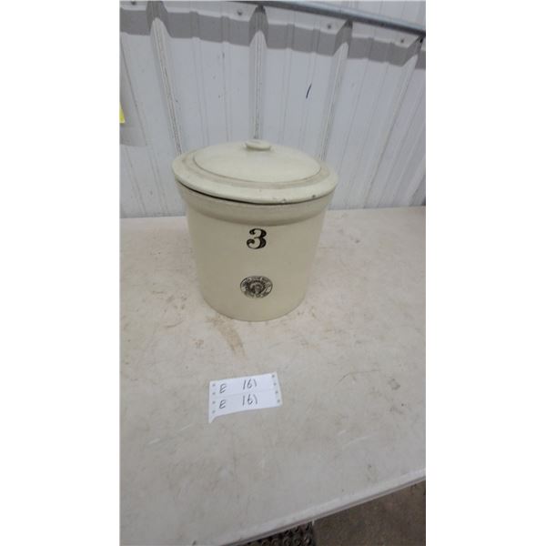 Medalta Stoneware 3-Gallon Crock with Lid, Medicine Hat, Alberta with graphics of a chief