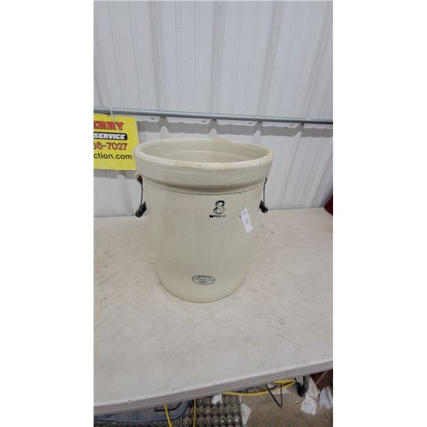 Medalta Potteries Ltd. 8-Gallon Imperial Stoneware Crock with Wire Bail Handles and Wood Grips