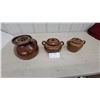 Image 1 : Set of Three Brown Glazed Earthenware Lidded Vessels, One Single-Handle Jar and Two Twin-Handle Pot