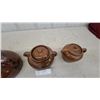 Image 5 : Set of Three Brown Glazed Earthenware Lidded Vessels, One Single-Handle Jar and Two Twin-Handle Pot