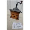 Image 2 : Antique Hand-Crank Cast Iron and Oak Box Mill Coffee Grinder with Dovetailed Drawer