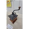 Image 3 : Antique Hand-Crank Cast Iron and Oak Box Mill Coffee Grinder with Dovetailed Drawer