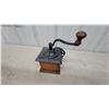 Image 5 : Antique Hand-Crank Cast Iron and Oak Box Mill Coffee Grinder with Dovetailed Drawer