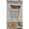Image 2 : Pearl Canadian Woodware Glass Washboard, Wooden butter molds Rolling Pin and Coffee Percolator