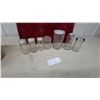 Image 1 : Vintage Ribbed Glass Pantry Jars and Shakers Including Embossed "Coffee" and "Tea"
