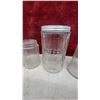 Image 2 : Vintage Ribbed Glass Pantry Jars and Shakers Including Embossed "Coffee" and "Tea"