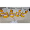 Image 3 : Shell X-100 Motor Oil One-Quart Metal Cans, Set of Five, circa 1960s-1970s all full of product