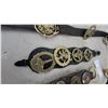 Image 2 : Antique British Horse Brasses on Leather Straps, Royal Coat of Arms, Longships Lighthouse