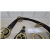 Image 5 : Antique British Horse Brasses on Leather Straps, Royal Coat of Arms, Longships Lighthouse