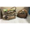 Image 2 : Vintage Ammo Box, Electric Irons, Cast Iron Trivet, Electric Heater, and Telephone