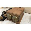 Image 9 : Vintage Ammo Box, Electric Irons, Cast Iron Trivet, Electric Heater, and Telephone