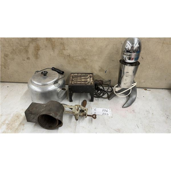 Salton Drink Mixer, Aluminum Teakettle, Electric Heater, and Hand-Crank Grater