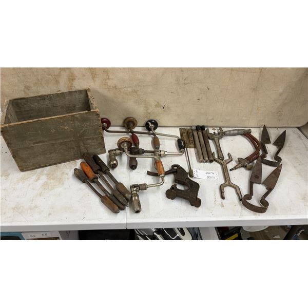 Lot of Braces, Wrenches, Shears, Soldering Irons