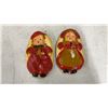 Image 2 : Vintage Wall Decor Chalkware: 2 Mushroom Wall Hooks, Basket of Veggies Wall Hook, 2 Doll Plaques