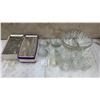 Image 1 : Glass Punch Bowl Set, 2 Boxes of Glass Punch Cups, and Assorted Glass Bowls