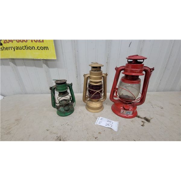 Vintage Kerosene Lanterns: Green Cold-Blast, Merriman Model 380 Signal and Red Dietz Cold-Blast