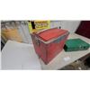 Image 2 : Vintage Red Metal Portable Ice Chest and Green Coleman Two-Burner Camping Stove 431