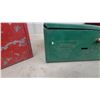 Image 6 : Vintage Red Metal Portable Ice Chest and Green Coleman Two-Burner Camping Stove 431