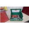 Image 7 : Vintage Red Metal Portable Ice Chest and Green Coleman Two-Burner Camping Stove 431