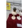 Image 2 : Pair of Antique Milk Glass Aladdin Lincoln Drape Kerosene Oil Lamps