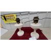 Image 6 : Pair of Antique Milk Glass Aladdin Oil Lamps, Drapery Swag Pattern