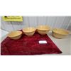 Image 1 : Set of 4 Nested Yellowware Stoneware Mixing Bowls with Ribbed Exterior