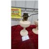 Image 2 : Pair of Antique Aladdin Milk Glass Kerosene Oil Lamps with Ribbed Founts