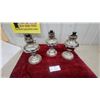 Image 1 : Three Antique Silver-Plated Aladdin Kerosene Oil Lamps with Ornate Bases