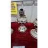 Image 3 : Three Antique Silver-Plated Aladdin Kerosene Oil Lamps with Ornate Bases