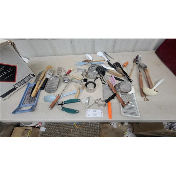 Kitchen Utensils: Graters, Mashers, Spoons, Tongs, and Cookie Cutters