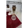 Image 2 : 4 Antique Kerosene Oil Lamps: Milk Glass and Pressed Clear Glass