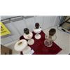 Image 9 : 4 Antique Kerosene Oil Lamps: Milk Glass and Pressed Clear Glass