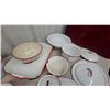 Image 3 : Large Collection of Vintage White Enamelware with Red Trim, Pots, Pans, Roasters, Colander