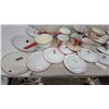 Image 6 : Large Collection of Vintage White Enamelware with Red Trim, Pots, Pans, Roasters, Colander