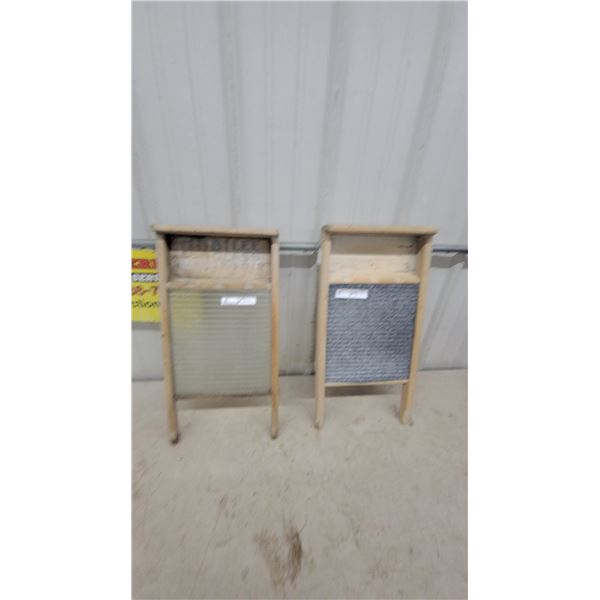 Vintage Jubilee Glass Washer and Metal Corrugated Washboards, Wooden Frames