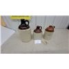 Image 1 : Set of Three Vintage Two-Tone Stoneware Jugs Including Medalta Potteries 1/2 Gallon