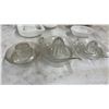 Image 3 : Assorted Glassware and Milk Glass: Pitcher, Bowls, Juicers, Trays