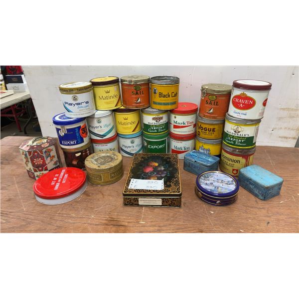 Vintage Tobacco Tins and Decorative Boxes: Player's, Matinée, Sail, Black Cat, Mark Ten, Export