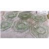Image 5 : Assorted Depression Glass: 6 Octagonal Green Plates and 2 Round Green Plates