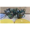 Image 7 : Assorted Depression Glass: 6 Octagonal Green Plates and 2 Round Green Plates