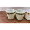 Image 6 : White and Gold Floral Dinnerware and Pyrex Mugs, Green Floral Mugs, and Glass Pie Plate