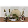 Image 1 : Four Figural Table Lamps: Two Porcelain Couples, One Fish, and One Asian Couple