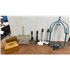 Image 1 : Assorted Table Lamps, Metal Caddy, and Wood Jewelry Boxes