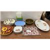 Image 1 : Assorted Kitchenware: "Salad" Bowl, Pumpkin Dish, Mushroom Plates, and Covered Dishes