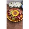 Image 3 : Assorted Kitchenware: "Salad" Bowl, Pumpkin Dish, Mushroom Plates, and Covered Dishes