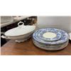 Image 2 : Royal Commemorative Plates, Blue and White Transferware, Floral Dinnerware