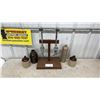 Image 1 : Vintage Bar Butler Liquor Dispenser Stand and 4 Stoneware Jugs and Bottles