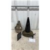 Image 1 : Vintage Pulley, Brass and Black Horn, and Cast Iron Foot Pedal